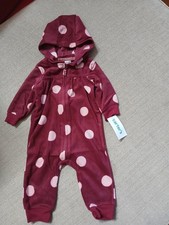 Carters Girls Sleeper Pajama Burgundy/Pink Polka Dots NWT