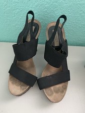 Simply Vera- Vera Wang Black Elastic Black Cork Bottom Heels size 8 M