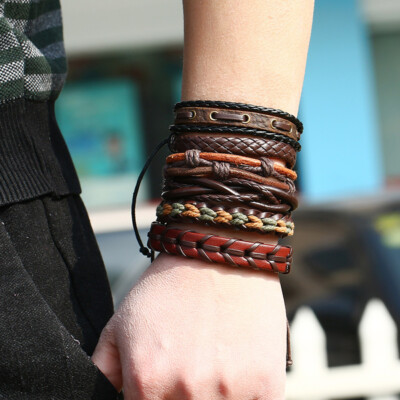 Fashion Leather Wrap Bracelet - Braided Wristband Cuff Bangle For Men & Women
