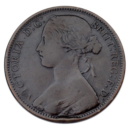 1865 Great Britain Penny VF Condition KM #794.2 Rim Bump on Rx - Picture 3 of 4