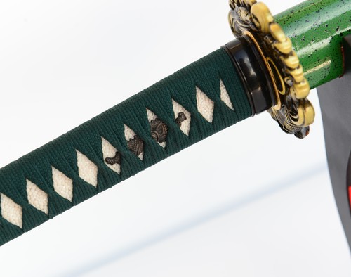 Golden Blade Sharp Katana Battle Ready Green Japanese Samurai Handmade Sword New - Picture 7 of 11