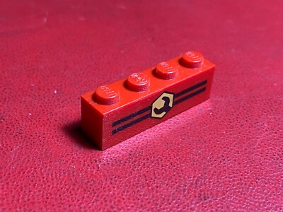 1x LEGO (3010) 1x4 ROT DEKORIERT AUTO SERVICE Baustein Brick Basic ORIGINAL