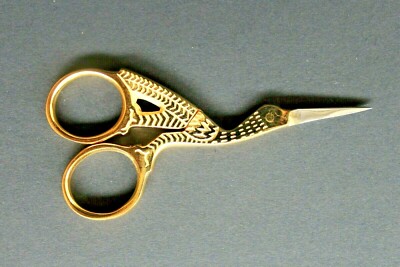 Storchenschere Stickschere Fadenschere Schere vergoldet 9 cm