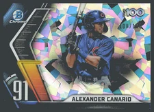 2022 Bowman #BTP-91 Alexander Canario Scouts' Top 100 Atomic Refractor SN,RC