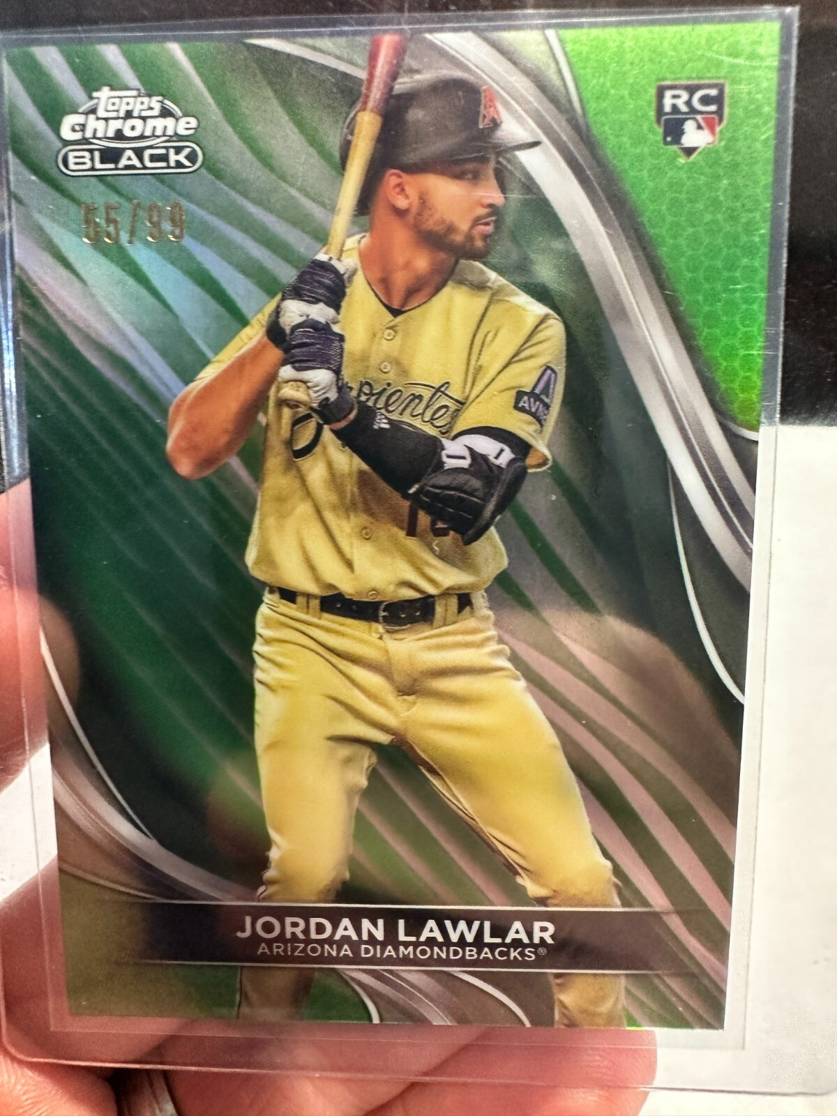 2024 Topps Chrome Black Jordan Lawlar RC 98/99 Green Wave Refractor #3