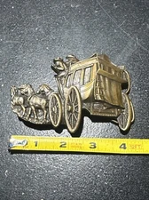 VINTAGE Stagecoach Cowboy Old West BERGAMOT Brass Works BELT BUCKLE! New???
