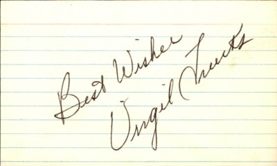 Virgil Trucks Tigers/White Sox d.2013 Signed/Autographed 3x5 Index