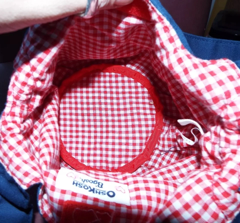 OSH KOSH girls blue handbag unique design STRAWBERRY FLORAL  gingham Plaid - Image 2 of 4