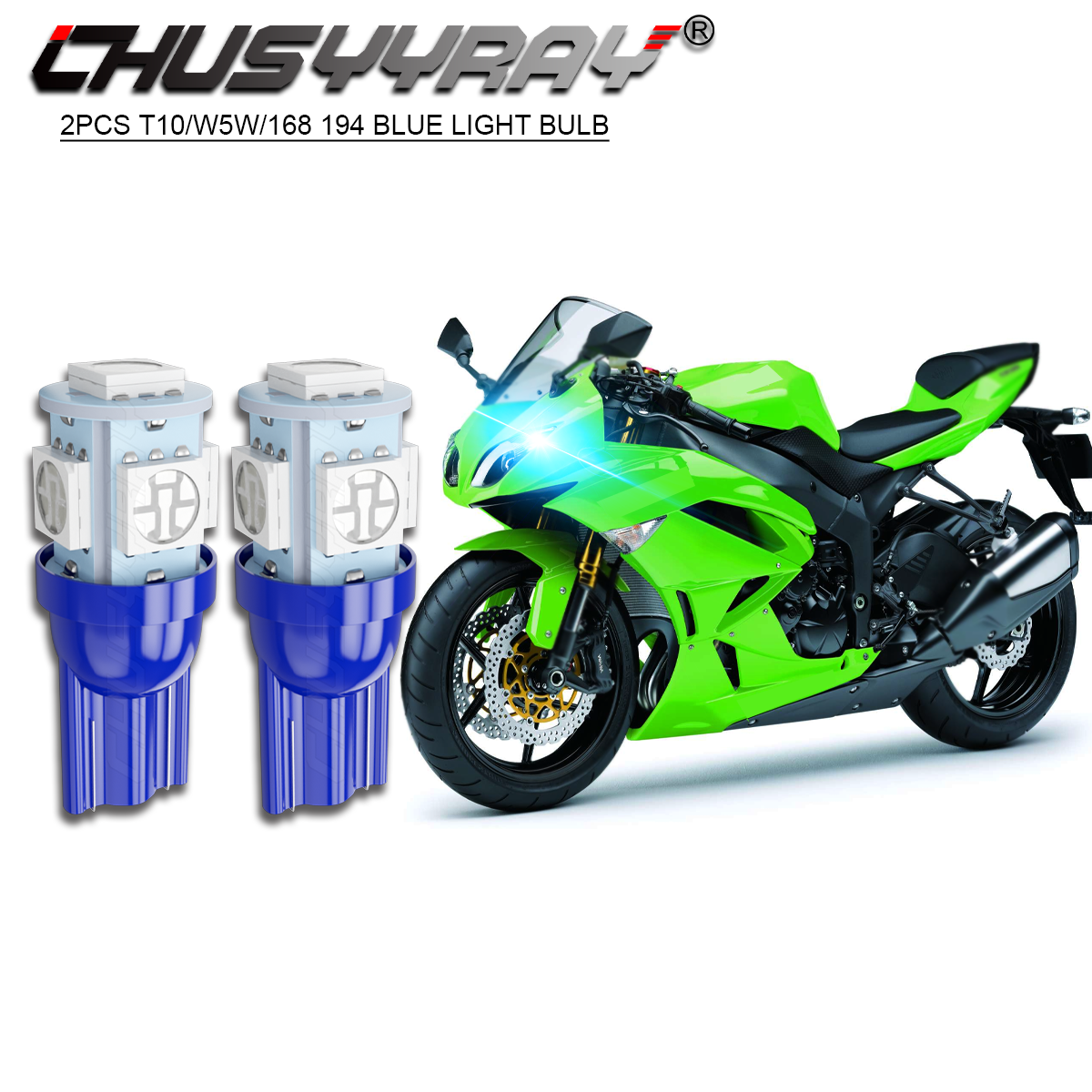 A Bright BLUE Motorcycle 168 W5W LED Position Parking City