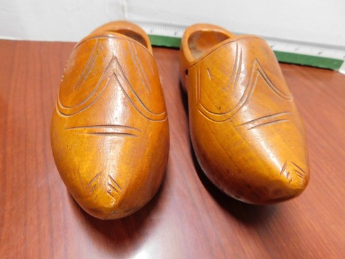 Zapatos holandeses de madera J8 auténticos tallados a mano (por dentro y por fuera) zuecos holandeses nuevos de stock - Imagen 2 de 5