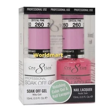 Cre8tion Gel Nail Polish Soak Off 0.5fl.oz Color Gel Duo 260- Crystal Pink