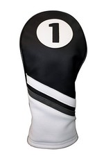 Majek Golf Headcover Black and White Vintage Leather Style 1 Driver Head Cover
