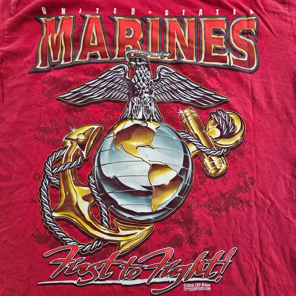 Camiseta de algodón manga corta roja diseño 7,62 US Marines First to Fight para hombre L Foto 3 de 4