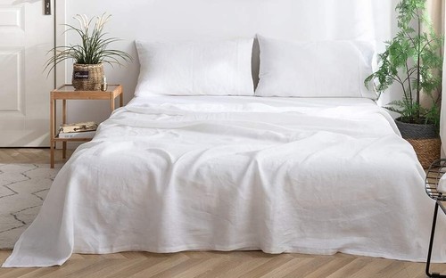 King size 100% Belgian Flax Linen Pillowcases Set of 2 New