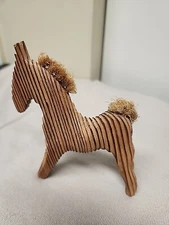 Nils Strandin Sweden Mid-Century Carved Wooden Horse with Label