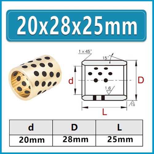 ID 16mm-25mm JDB Oilless Graphite Lubricating Brass Bearing Bushing Sleeve Shaft - 第 156/266 張圖片