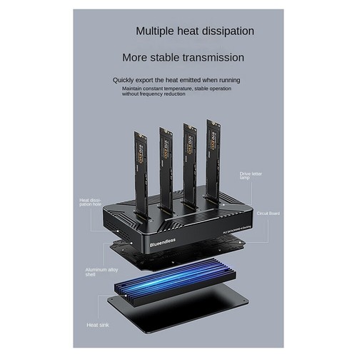 4 Bay M2 SSD Box Type C USB3.2 10Gbps M.2 NVME SATA Ngff Dual2668 - Afbeelding 6 van 10