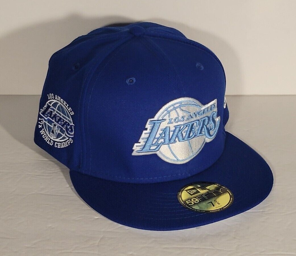 New Era LA Lakers Pro Image Exclusive NBA 59FIFTY Fitted Hat Blue Multiple  Sizes