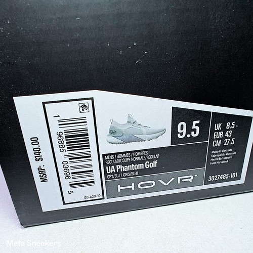 US 9.5 Under Armour Men's Gray Blue Waterproof Storm HOVR UA Phantom Golf NIB - Picture 2 of 19