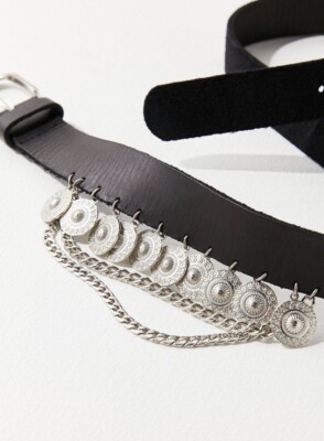 Urban Outfitters Charm Belt Pewter Medallion Urban Outfitters Charm Belt black Leather Pewter Hanging  main image 4