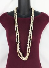 Vintage Lot Of 2 Long Sea Shell 35" Necklaces Boho Beach Blue Brown Swirl