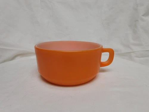 VTG FIRE KING ANCHOR HOCKING LG ORNAGE MUG, SOUP CHILI BOWL D HANDLE