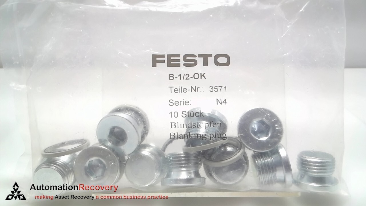 FESTO B-1/2-OK SERIES N4, BLANKING PLUG, 3571, SEE DESC #297734