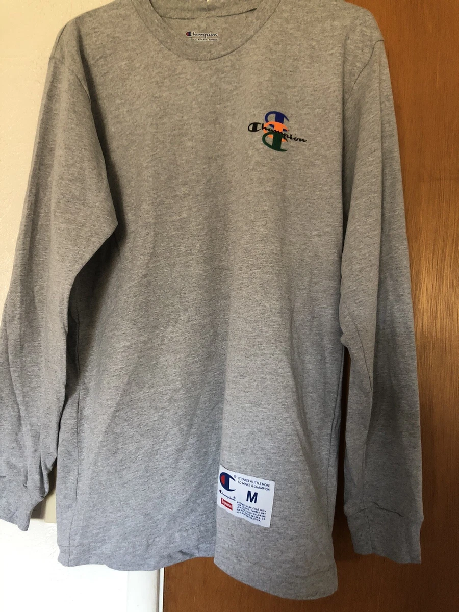 Supreme Champion Stacked C L/S Tee White
