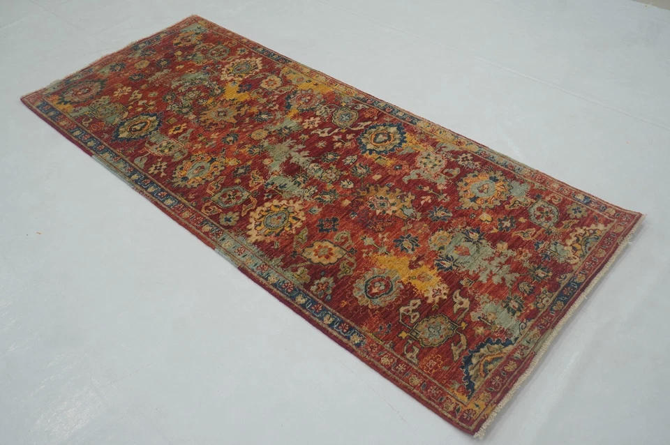 3 x 6 ft Red Bidjar Modern Oriental Afghan Hand Knotted Transitional Area Rug - Image 2 of 4