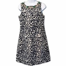 ELIZA J Navy and White Animal Print Embellished Dress Size 4