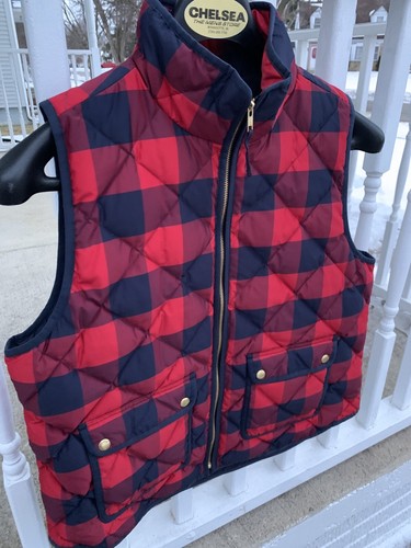 J CREW BUFFALO PLAID DOWN VEST QUILTED 