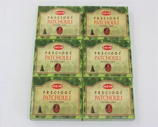 PRECIOUS PATCHOULI Incense Cones Bulk Lot of 6 Packs of 10 Cones = 60 Cones HEM