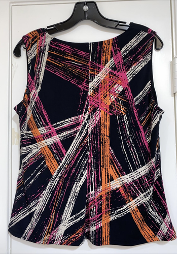 Kasper Women's Multicolor Size 12 Petite Sleeveless Stretch Lined Blouse - Picture 2 of 4