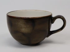 Steelite International England Coffee Cups, Green/Brown 8oz, Hand Painted