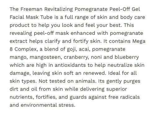 Freeman Face Mask Pomegranate Revitalising Peel-Off Gel Mask Purifying 175 ml - Picture 8 of 13