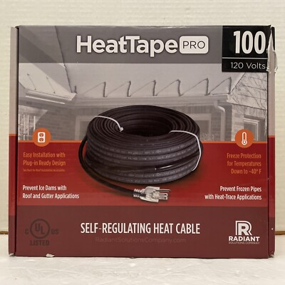 New/Open Box*Radiant HeatTape Pro 100' Self-Regulating Heat Cable*Roof/Pipe