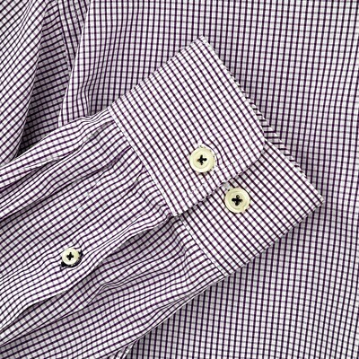 mine dress shirts MINE Shirt Mens XL Purple White Check Dress Shirt Graph Mini Cut Away  Button Up