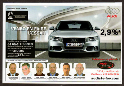 2009 AUDI A4 Quattro Vintage Original Print AD - Gray car photo Canada French