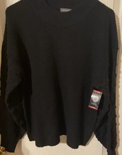 Vince Camuto Women's Bobble Stitch Sleeve Pullover Sweater XLarge NEW Black