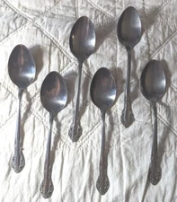 Utica Saranac Soup Spoons Stainless Steel Flatware 7.5" Flower Korea