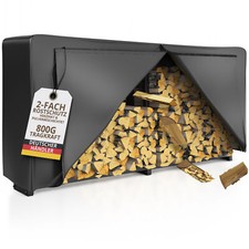 Kaminholzregal aussen metall mit Abdeckplane Brennholzregal Stapelhilfe 25 cm