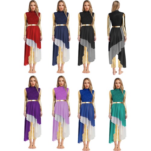 Women Outfit Long Sleeve Dancewear Leg Trousers Dress Church Liturgical Spirit - Picture 3 of 93