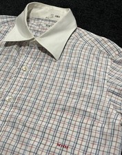 Turnbull Asser Shirt Mens Medium White Plaid French Cuff Button Up England