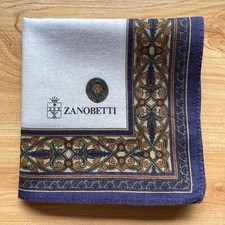 HANDKERCHIEF MEN'S VINTAGE ART PURPLE PATTERNED POCKET SQUARE COTTON 18" B0010