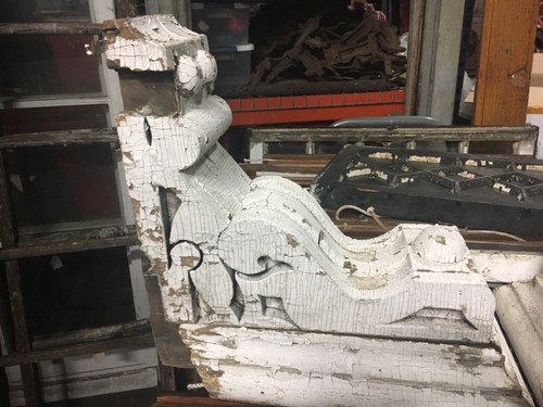 "GROSSES Paar um 1870 viktorianische CORBEL Halterungen krustig weiß Farbe 18x17x10" - Bild 11 von 12