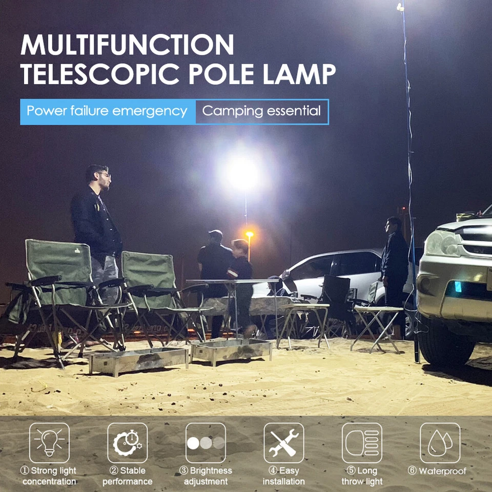 Портативный кемпинг фонарь лампа 800 Вт телескопический COB род светодиодный рыболовный свет открытый - Изображение 4 из 4
