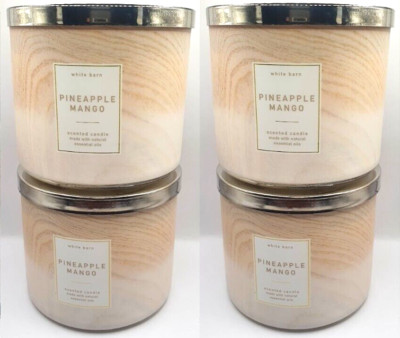 BATH AND BODY WORKS PINEAPPLE MANGO 3-WICK CANDLE 14.5 OZ (SET OF 4)