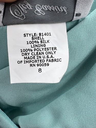 Abito donna Oleg Cassini taglia 8 seta spaghetti spalline blu - Foto 7 di 14
