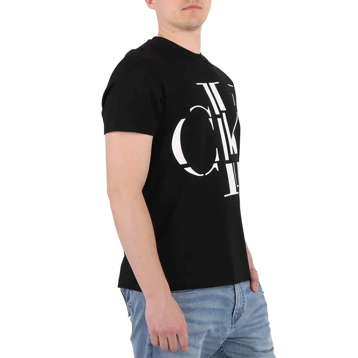 Calvin Klein Black Scattered CK Logo Cotton T Shirt