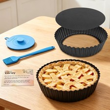 2 Pack 9.5 Inch Pie Pan with Removable Bottom for Baking inches, Gray